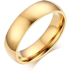 24 JOYAS Anillo Liso Amor. Alianza de Compromiso, Boda, Aniversario y Regalo romántico para Mujer y Hombre (Dorado, 18)