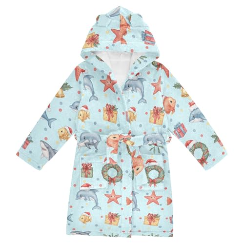 WIFIU Toddler Baby Hooded Bathrobe for Boys Girls Christmas Sea