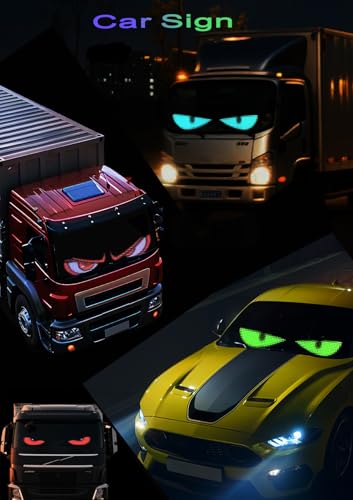Image of 2PCS 36 inchx 7.5 inch Devil Eye Lights for Car LED Eyes for Truck Windshield, Animated LED Matrix Panel Sign, Flexible Programmable Digital Display for Car Window
