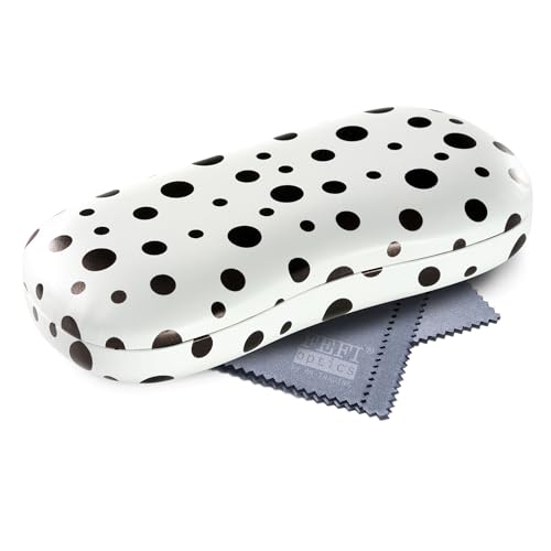 FEFI Etui na okulary Polka Dots - z dekoracyjnymi kropkami - twarda obudowa, biały, M