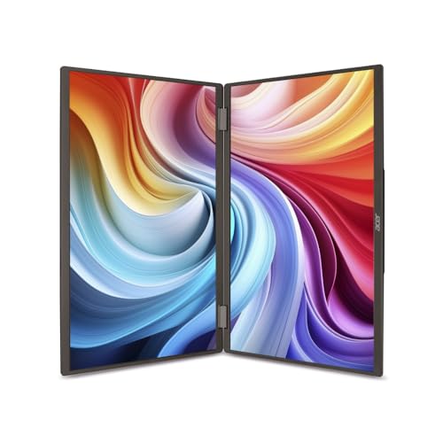 Monitor Acer Portátil Ultrafino PD163Q prata com tela dupla, Painel LED IPS de 15.6 60Hz HDMI e cabo