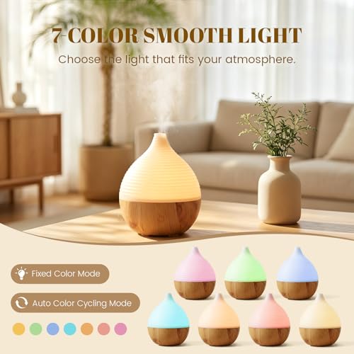 Hanolly 100ml Aroma Diffuser für Ätherische Öle, Ultraschall Aromatherapie Diffusor Luftbefeuchter, 7 Farbiges Licht, Automatische Abschaltung, Mini Größe für Schlafzimmer Büro Zuhause – Bild 4