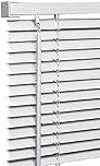 Ruby Deals PVC Venetian Blind Blinds Window 25mm Thin Slats Kitchen Window Blinds Treatments Easy Fit Curtains Trimmable Fittings Home Office(White 60W x 150H cm)