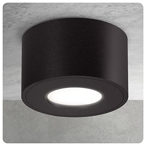 SSC-LUXon CELI-1 LED Strahler Aufbau flach IP44 Schutz für Bad & Außen inkl. LED Leuchtmittel 230V - Spot schwarz 4W neutralweiß