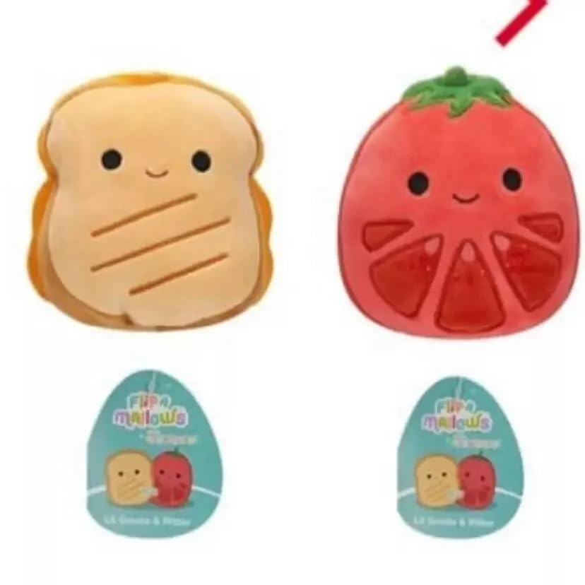 Squishmallows Flip-A-Mallows 5-Inch, Kellytoy Plush, Lil gouda & Ritter