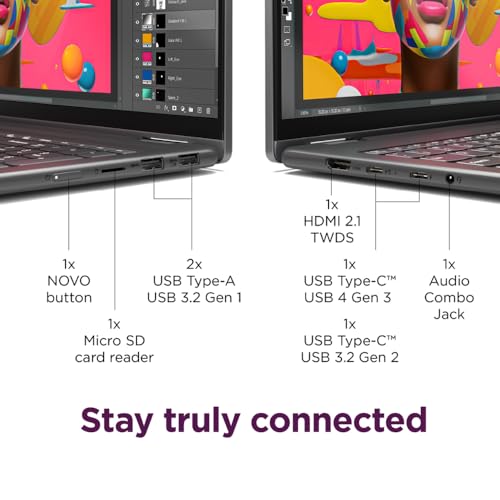Image of Yoga 7i 2-in-1 Laptop - 16 inch FHD 2K Touchscreen, Ultra 7 155U, 16GB DDR5, 1TB SSD, Backlit Keyboard, Windows 11 Home, Storm Grey + Cleaning Cloth