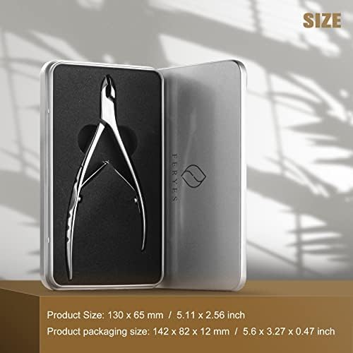 FERYES Cuticle Clipper with Pusher, 2 in 1 Professional Cuticle Trimmer, 6mm Full Jaw Cuticle Nipper, Stainless Steel Cuticle Remover Tool