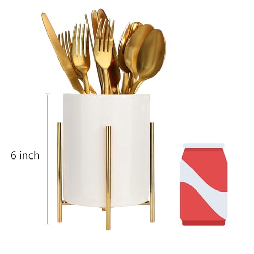 Siebold Flatware Caddy Silverware Organizer For Spoons, Knives And Forks With Shiny Metal Frame Tray For Farmhouse Kitchen Decor And Countertop thumb #4