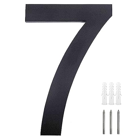 Meision Numer domu antracytowy ze stali nierdzewnej RAL 7016 o drobnej strukturze malowany proszkowo z litego materiału czcionka Arial ze śrubami wysokość 20 cm - cyfra 7
