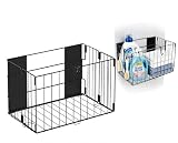 Clearcozy マグネット 収納バスケット 洗濯機横 洗濯機ラック 強力磁石 折りたたみ 収納棚 バスルームバスケット 吸着式 洗濯カゴ スチール製 省スペース 冷蔵庫 浴室 多機能 壁面収納 簡単設置 通気 フック5個付き (ブ...