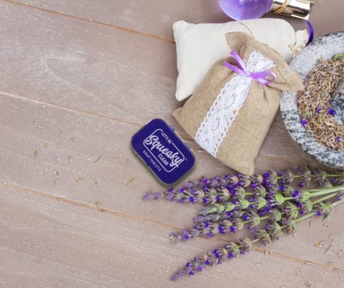 Image of SqueakyClean Hand Made 30 Soap Tablets in Each Tin | Single Wash Hygiene Bar | Hand Soap Tablet | Convenient | Travel & Pocket Friendly | Combo of 3 Sweet Lavender Fragrance