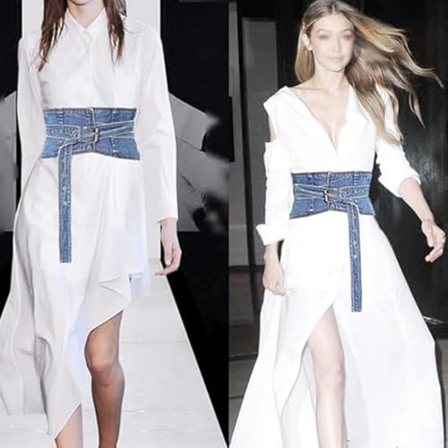 Women's Denim Belt Corset Blue Jean Waist Cinch Belts Wide Fashion Waistband4