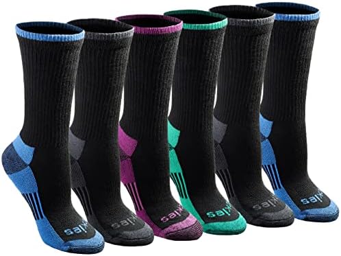 Dickies Women's Dritech Advanced Moisture Wicking Crew Socks, Black Assorted (6 Pairs), Shoe Size: 6-9