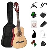 BESYOU 30' Wood Acoustic Guitar with Case,guitar book and Accessories for Kids/Girls/Boys/Beginners (Natural)