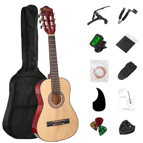 BESYOU 30' Wood Acoustic Guitar with Case,guitar book and Accessories for Kids/Girls/Boys/Beginners (Natural)