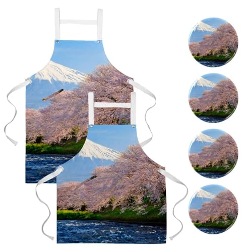Tablier de serveur et serveuse style cerise japonaise pour le nettoyage et la pâtisserie