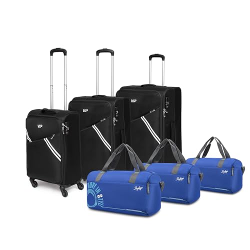 Image of VIP Verona - S03(Cabin+Medium+Large) Trolley Bag, Cm | TSA | 8 Wheels | 3 Year International Warranty | Black & Three Blue Skybags Duffle Bags
