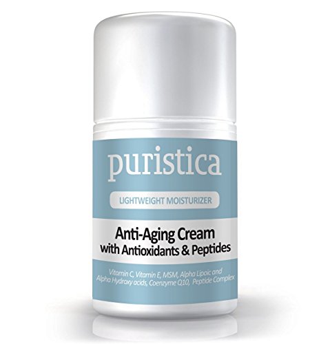 Anti-Aging Face & Eye Cream for Wrinkles, Puffiness, Dark Circles & Brighter Skin - 98% Natural, 72% Organic - Vitamin C & E, ALA, AHA, CoQ10, Peptides - Puristica 1.7 Oz by Puristica