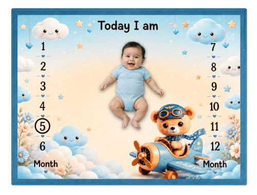 Image of NEW COMERS Milestone Baby Blanket for All Season Play Mat, Super Soft Foam | 3 Layer Thick Mat Blankets for Kids /New Born Monthly Photoshoot