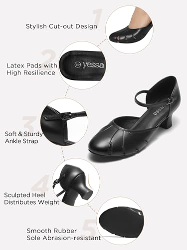 YESSA 1920s Shoes for Women Character Shoes Ankle Strap Dance Shoes for Ballroom Salsa Folklorico Tango Swing 2" Dancing Heels3
