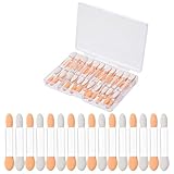 50 Pcs Clear Disposable Eyeshadow Sponge Applicators Mini Portable Travel Eye Shadow Brush Set Dual Sides Makeup Brushe Double Sided Eye Shadow Applicator Sticks with Box for Women