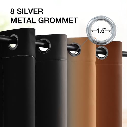 Image of SimpleHome Ombre Burnt Orange and Black Room Darkening Curtains 84 inches | Bedroom Curtains,Grommet Gradient Light Blocking Window Curtains for Living Room,Thermal Insulated Drapes 2 Panels,52wx84L