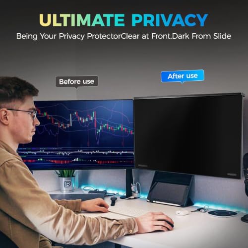 Image of Magnetic 27 Inch Computer Privacy Screen Filter for 16:9 Aspect Ratio Widescreen Monitor, Eye Protection Anti Glare Blue Light Computer Privacy Shield Panel, Removable Anti-Scratch Protector