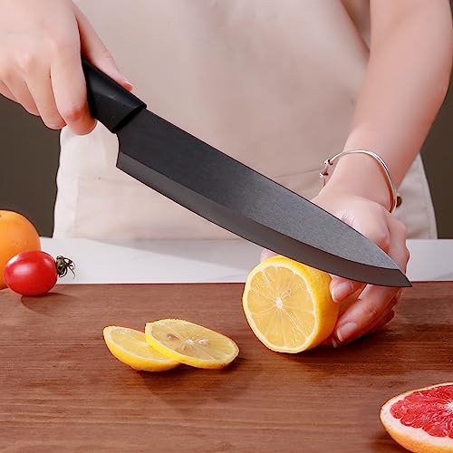 YUSOTAN Ceramic Chef Knife-8" Ceramic Knife with Sharp Ceramic Blade,with Cover and Box-Versatile Kitchen Chef's Tool for Cutting, Slicing, Dicing, Chopping-Ideal for Vegetables and Fruits (Black) — view 5