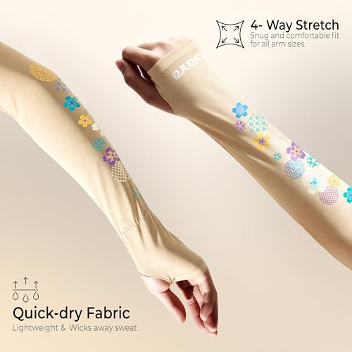 Image of TVARRA Anti-Tan Fingerless Arm Sleeves for Women|UV Protection Hand Cover Sleeves for Bike Riding, Running & Outdoor Use,Dust & Summer Protection Arm Sleeves
