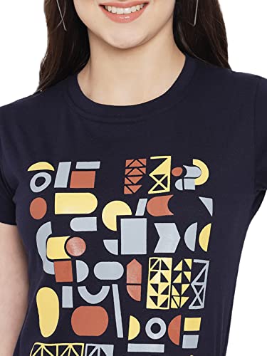 Image of Preneum Women's Cotton Regular Fit Graphic Stylish Printed Short Sleeves Casual T-Shirt || Trendy & Style (Pack 3)