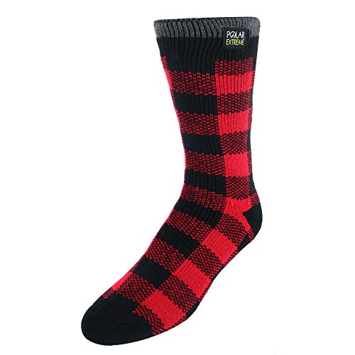Polar Extreme Men's Assorted Stripes and Solids Slipper Socks, Red