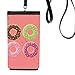 Four Doughnut Group Dessert Pattern Phone Wallet Purse Hanging Mobile Pouch Black Pocket