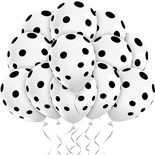 100 Pieces Polka Dot Balloons 12 Inch White Polka Dot Latex Balloons Large Round Party Balloons for Birthday Party Supplies Wedding Festival Christmas Decorations