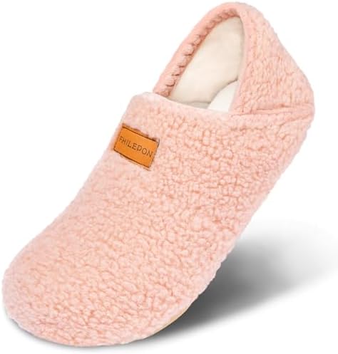 House Slippers for Women Soft-Lightweight House Shoes Men's Furry Slippers Socks with Rubber Sole for Indoor Outdoor Use