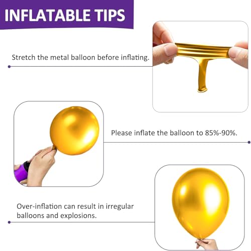 Image of Firomi Metallic Chrome Gold Balloons 5-inch 100 Pack (with 2 Ribbons) | Helium Small-Medium Shiny Round Gold Thicken Latex Balloon for Wedding Birthday Party