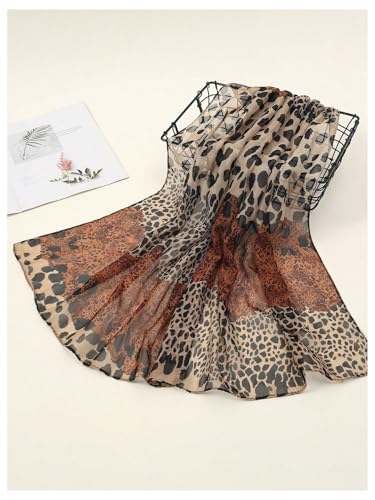 Floerns Women's Leopard Shawls and Wraps Lightweight Cheetah Hijab Beach Sunscreen Head Scarf4