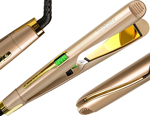 ANGENIL Professional Hair Straightener and Curler 2 in 1, Multi-Styler with Twist & Curl Negative Ion Technology, Titanium Flat Iron for Straightening & Curl Hair for All Hair Types, Dual Voltage