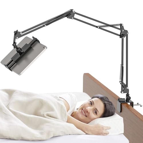 JUBORUI Support Tablette Lit, Support iPad Lit vec 3 Bras Métalliques Réglable, Support de Tablette de Bureau, Porte Tablette Lit iPad/Pro/Mini/für 4.7-12.9 Pouces...