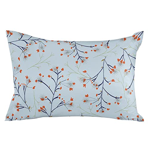Pillow Covers 24x36 Inch - Body Pop Art Plants Orange Small Flower Plants Blue Soft Brushed Microfiber Pillowcases with Hidden Zipper Closure Bed Pillow Shams for Bedroom Sofa Car