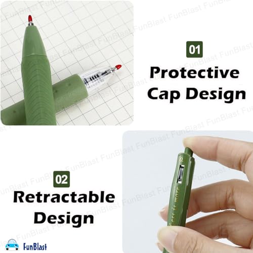 Image of FunBlast Gel Pens for Writing, 5 Pcs Gel Pen & 1 Pcs Highlighter Pen, with Comfortable Grip for Smooth Writing, Kawaii Pens, Stationery for School & Office (Blue Ink) (Green)