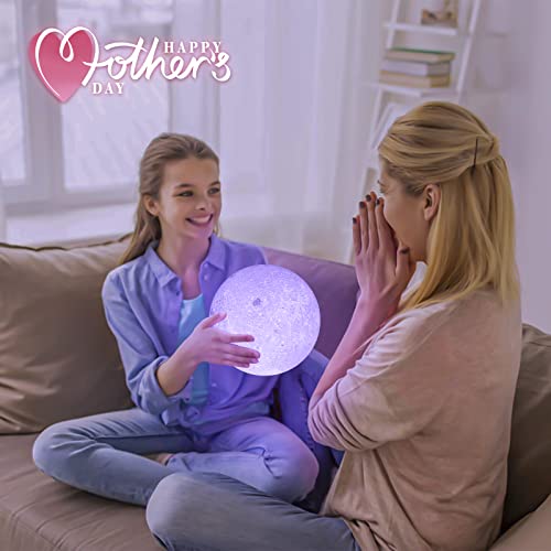 Brightworld 5.9Inch Moon Lamp 3D Printing Moon Light 16 Colors Night Light, Birthday Gift For Women (Pink Hand Stand) #TOP1
