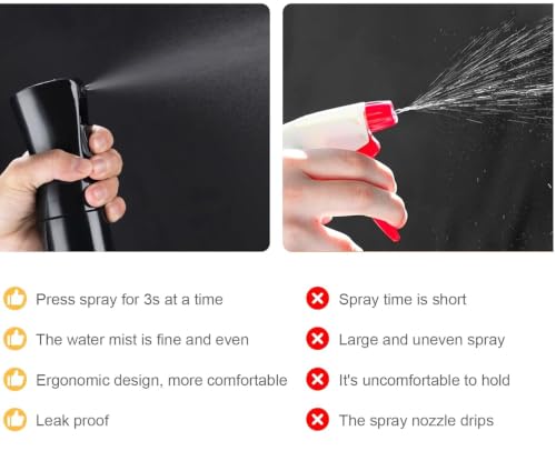Image of LUMONY Spray Bottle 300ml-Refillable Empty Mist Water Spray Bottle for Taming Hair in Morning, Hairstyling, Plants, Hair, Face, Garden, Pets, Perfume And More (Black -Pack of 1)