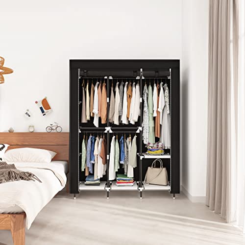Vizun Portable Clothes Closet, Wardrobe Storage Closet Organizer With 5 Hanging Rack, Easy To Assemble (Black) #TOP2