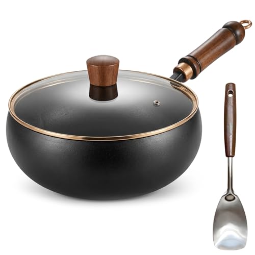 Wok de Hierro Fundido, 10 pulgadas, con Tapa y Espátula