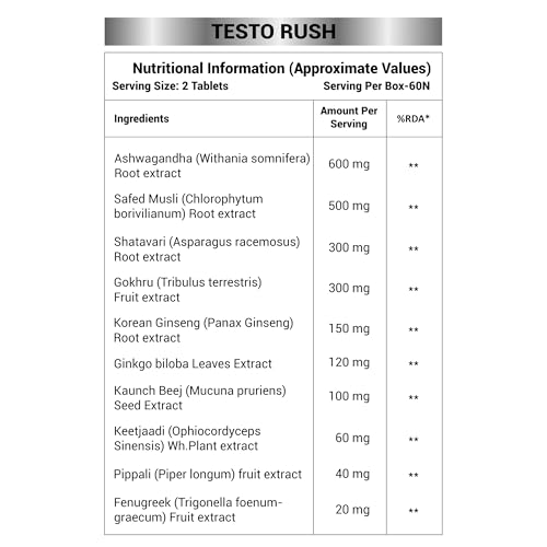Image of Testosterone Supplement for Men | Blend of 10 Powerful Herbs Including Ashwagandha, Safed Musli, Ginseng, Tribulus & Cordyceps | Energy Booster & Stamina Booster for Men | Daily Health Supplement (60 Tablets)