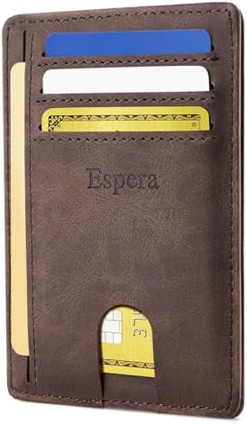 Espera Slim Minimalist Wallet for Men and Women, RFID Blocking Credit Card Holder, Thin Front Pocket Travel ID Case, Gifts for Men