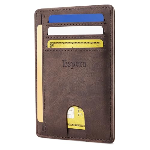 Espera Slim Minimalist Wallet for Men and Women, RFID Blocking Credit Card Holder, Thin Front Pocket Travel ID Case, Gifts for Men