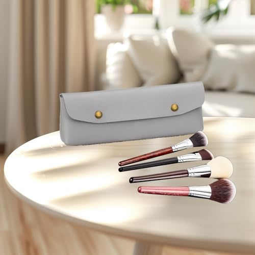 Porta-pincéis de maquiagem, estojo de viagem, bolsa organizadora para mulheres (preto, cinza, off-white, azul claro, Cinza