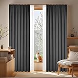 YKFN 遮光カーテン 2枚組 1級遮光 130cm丈 幅180cm 小窓 カーテン 遮光1級 2枚セット 断熱 防寒 防音 UVカット 節電 目隠し 省エネ おしゃれ 厚手 無地 レースセット 北欧 シンプル アジャスターフック付 寝室 リビング 洗える ドレープカーテン1枚 レース1枚 ブラック
