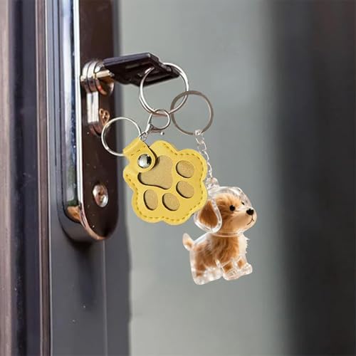 fufupaw 3 PCS Schlüsselanhänger Hund, Schlüsselanhänger Hundehaare, Tierhaar Anhänger Mit Pfotenabdruck, Katzen- und Hunde Set, Inklusive Goldener Retriever Design